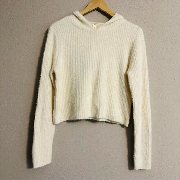 Fornia los angeles crop ivory hoodie sweatshirt size small - Picture 3 of 13